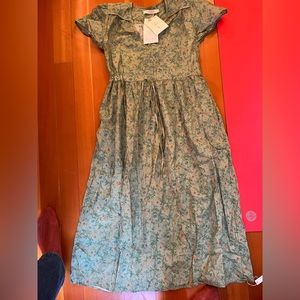 Dawn dress. Berry Ditsy Teal. XS.